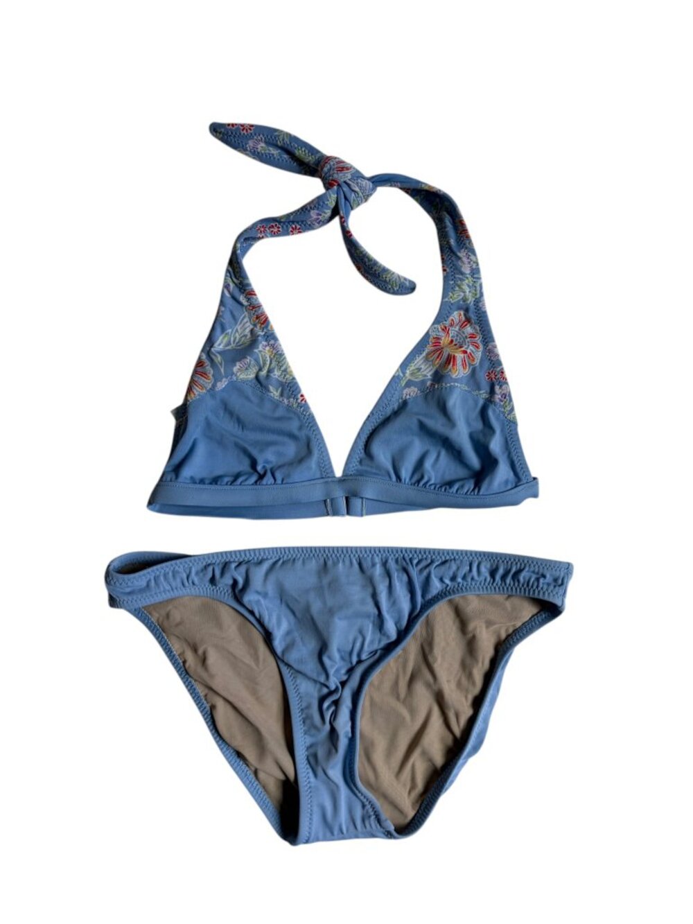J. Crew Vintage 90's Halter Bikini (Blue Floral) - Bottoms (Medium) Top (Small)